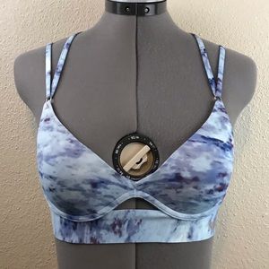 VS PINK Seamless Wired Sky Blue Marble Push-Up Bra